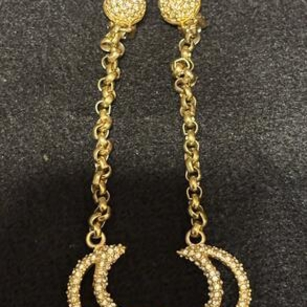Roxanne Assoulin Gold Crescent Chain Earrings